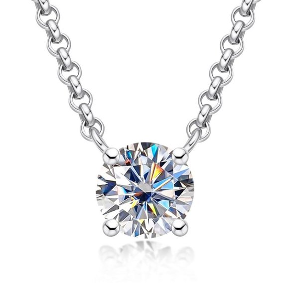Jewelry - Certified 2 ct. t.w. Moissanite Diamond Solitaire Necklace NEW A